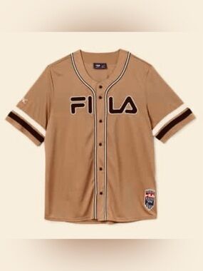 Rare FILA x 2PAC Collab Collection Mesh Baseball Jersey in Tobacco Brown, Sz XL